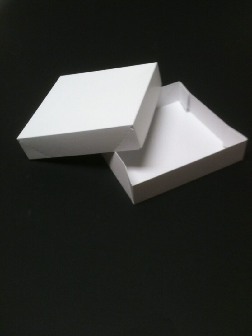 white half-open box